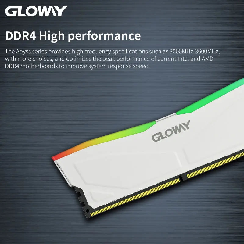Memória RAM Gloway-DDR4 RGB, RGB DDR4, Série Abyss, Memória Desktop Branca, 8G x 2, 16GB, 3200MHz, 3600MHz