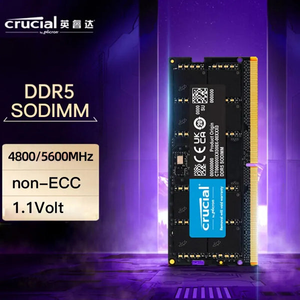 Memória crucial do portátil da RAM 32GB 16GB DDR5 4800MHz 5600MHz 1.1v