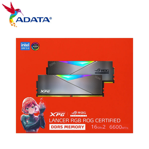 Memória ram original adata xpg ddr5, 2 peças rgb 6000mt/s 6600mt/s 16gb lancer rog certificado intel xmp 3.0 memoria flash para dektop