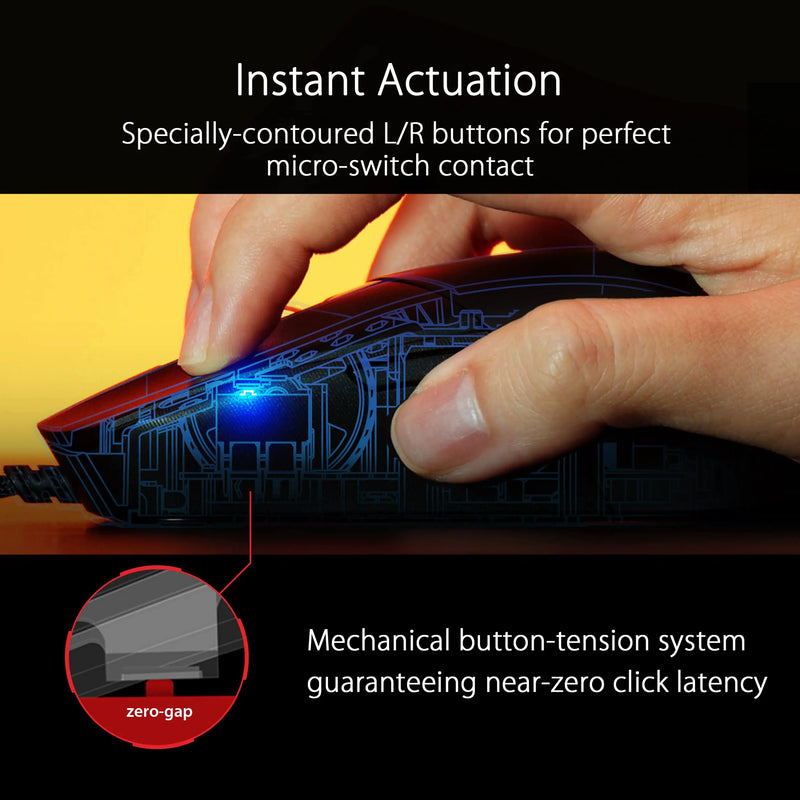 Micro Mouse com Fio ROG-Strix Impact III, Leve, RGB, 12000DPI, Sensor Qptical, Switches, Design Durável para Jogabilidade FPS