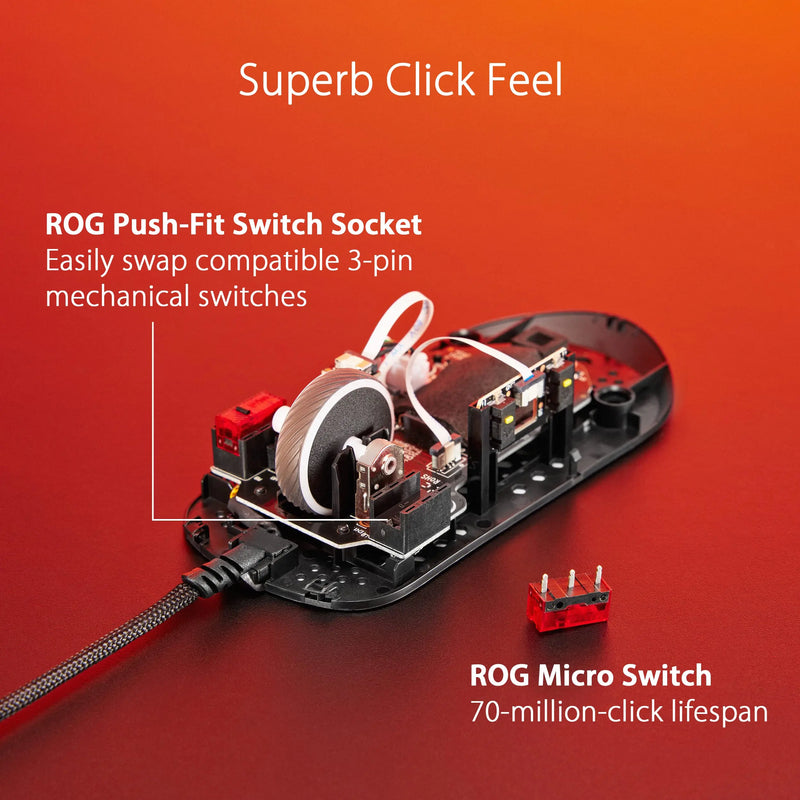 Micro Mouse com Fio ROG-Strix Impact III, Leve, RGB, 12000DPI, Sensor Qptical, Switches, Design Durável para Jogabilidade FPS