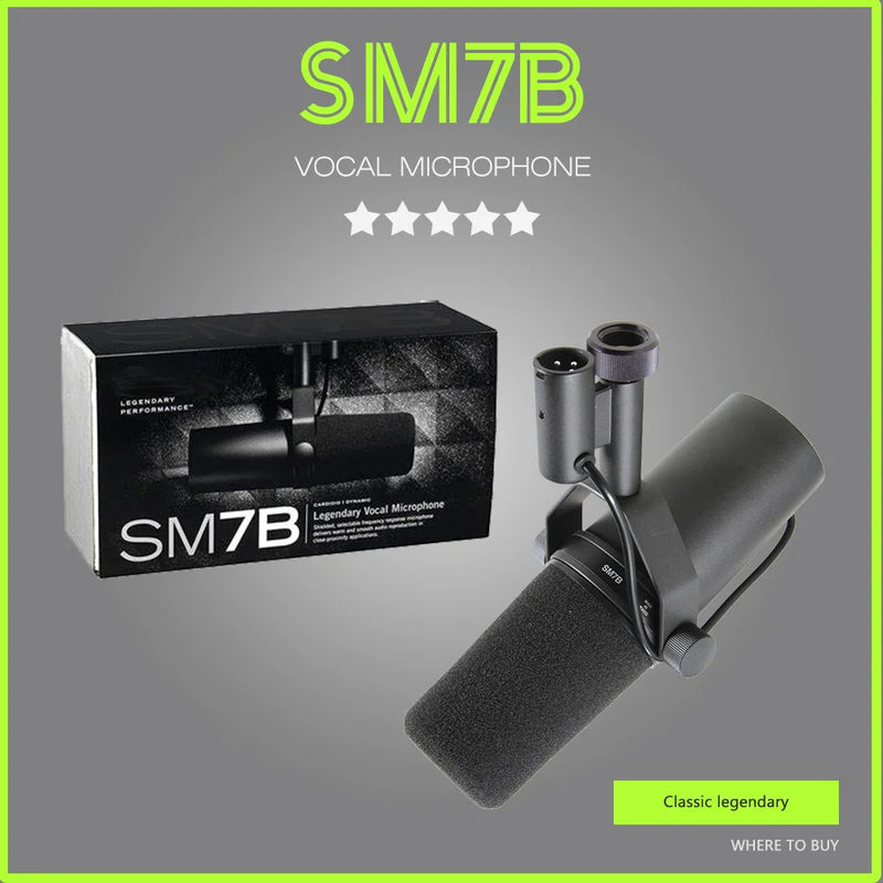 Microfone Dinâmico Cardióide para Gravação ao Vivo, Estúdio, Resposta de Frequência Selecionável, SM7B, Sm7B