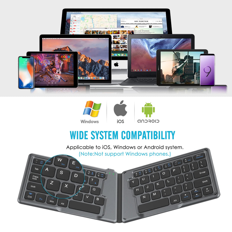 Moko-teclado dobrável universal, ultra-fino, portátil, sem fio, para ipad, iphone, ios, android e windows