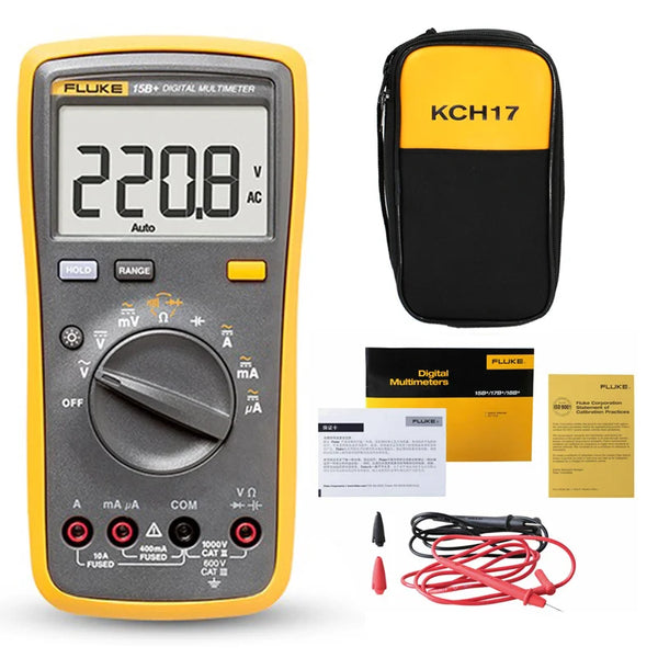 Multímetro Automático de Alcance Digital Fluke, Fluke 15B + Original, Testador de Tensão AC e Corrente DMM, Diodo DC R C