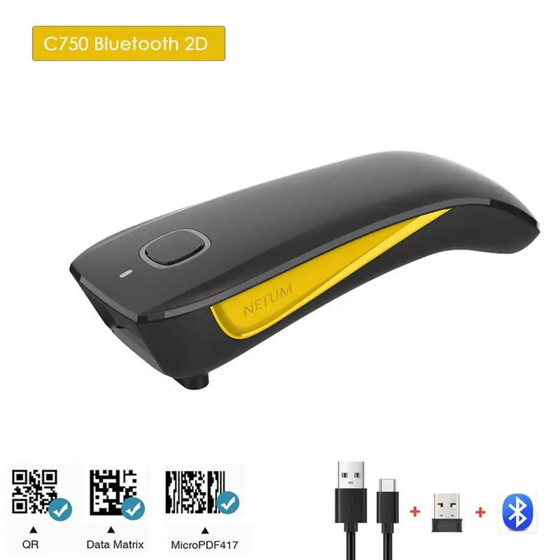 NETUM Scanner-scanner de código de barras 2d sem fio bluetooth, leitor qr de bolso com conexão bluetooth, pdpara pagamento móvel de vestuário e tabaco