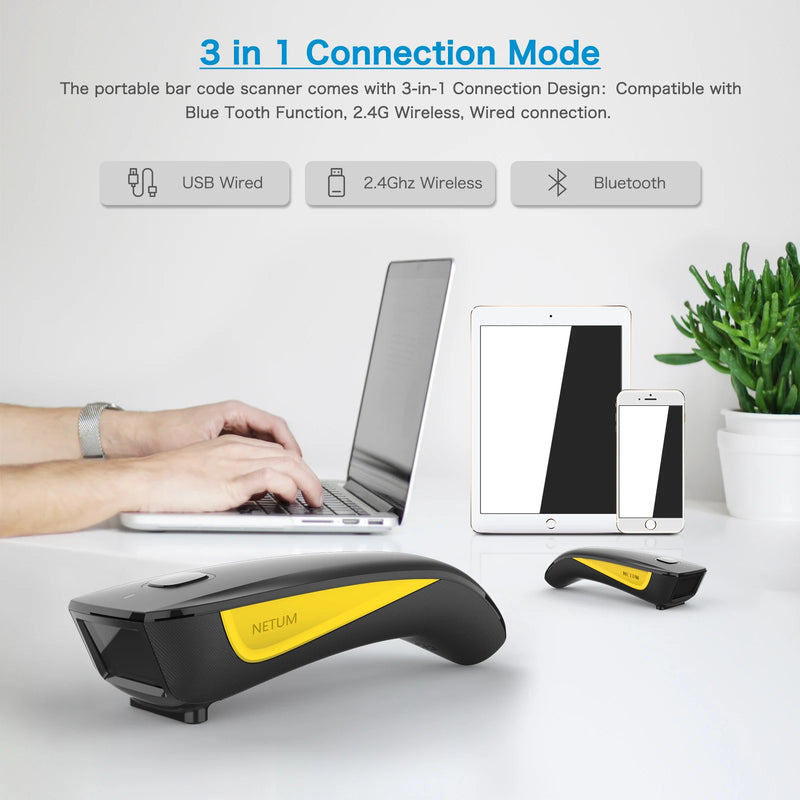 NETUM Scanner-scanner de código de barras 2d sem fio bluetooth, leitor qr de bolso com conexão bluetooth, pdpara pagamento móvel de vestuário e tabaco