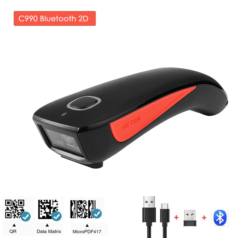 NETUM Scanner-scanner de código de barras 2d sem fio bluetooth, leitor qr de bolso com conexão bluetooth, pdpara pagamento móvel de vestuário e tabaco