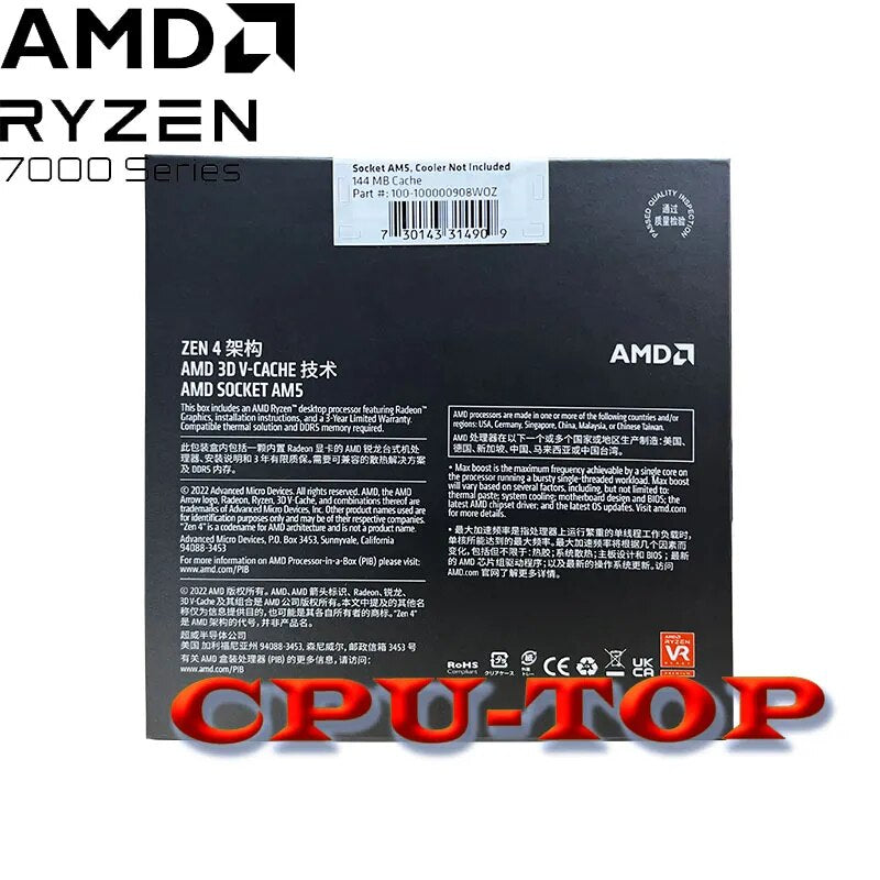 NOVA CAIXA AMD Ryzen 9 7950X3D CAIXA R9 7950X3D 4.2 GHz 16-Core 32-Thread Processador CPU 5NM 128M 100-100000908 Soquete AM5 Sem ventilador