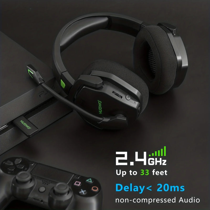 NUBWO-G06 Wireless Gaming Headset com microfone, fones de ouvido para PS5, PS4, PC, laptop, fones de ouvido, 2.4G, BT, fones de ouvido para jogos