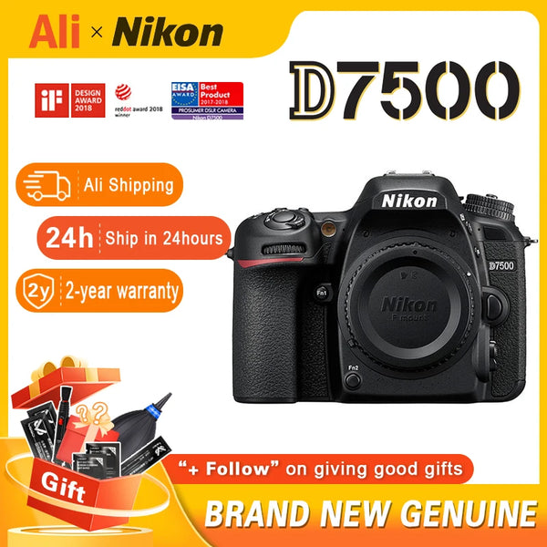 Nikon-Full Frame Câmera Digital SLR, câmera 4K profissional, único corpo, D7500
