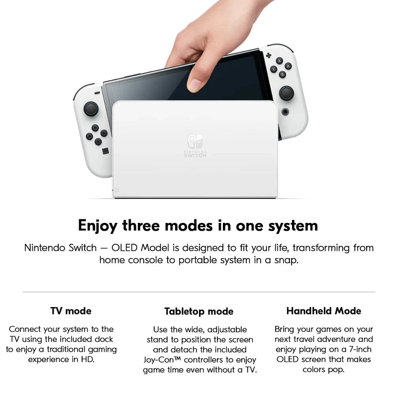 Nintendo Switch modelo OLED 64 GB consola de videojogos ecrã OLED de 7'' LAN com fios comandos Joy-Con Gamepad leitores de jogos portáteis