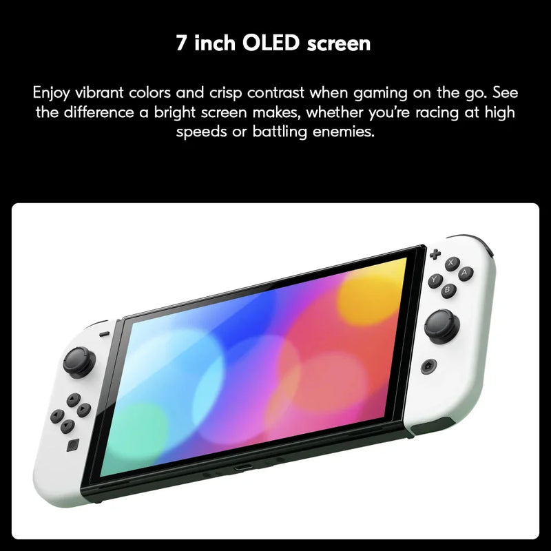 Nintendo Switch modelo OLED 64 GB consola de videojogos ecrã OLED de 7'' LAN com fios comandos Joy-Con Gamepad leitores de jogos portáteis