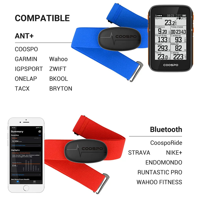 Nova CooSpo H6M Peito Cinta Monitor De Freqüência Cardíaca Bluetooth Para Garmin Wahoo 4.0 ANT + Sensor de Frequência Cardíaca À Prova D' Água