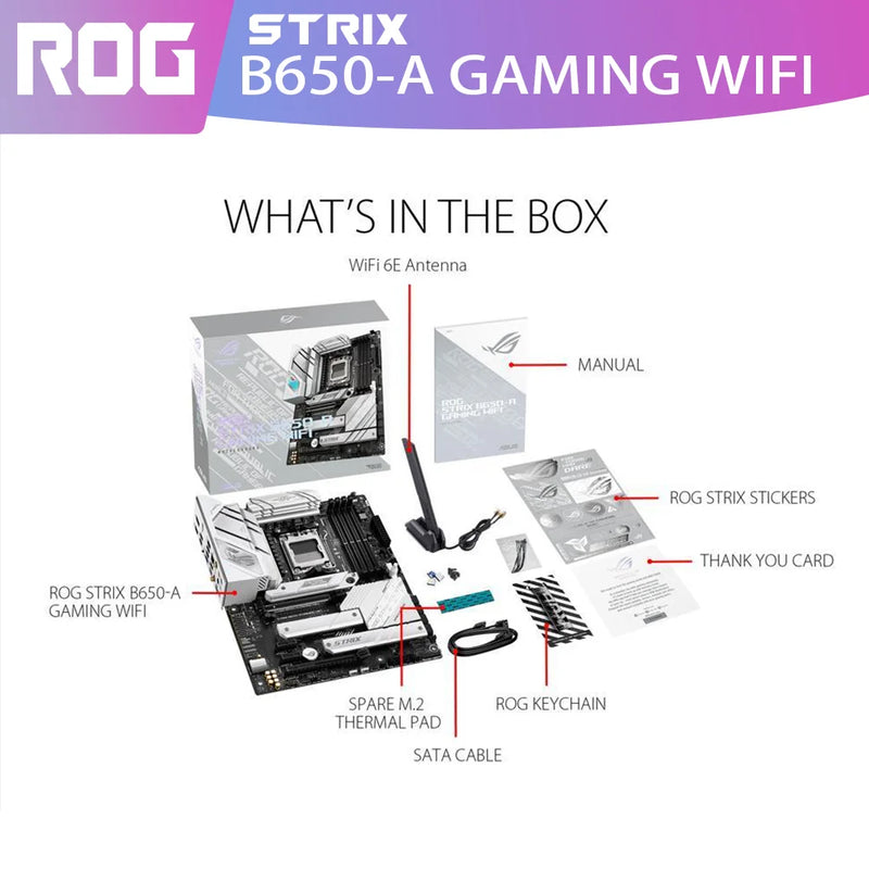 Novo ASUS ROG STRIX B650-A GAMING WIFI Placa Mãe DDR5 Suporte AMD Ryzen Série 7000 CPU R5 R7 R9 Kit RGB USB Placas de vídeo USB HDMI DP compatíveis com NVIDIA AMD para PC Gamer Desktop