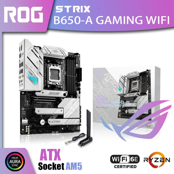 Novo ASUS ROG STRIX B650-A GAMING WIFI Placa Mãe DDR5 Suporte AMD Ryzen Série 7000 CPU R5 R7 R9 Kit RGB USB Placas de vídeo USB HDMI DP compatíveis com NVIDIA AMD para PC Gamer Desktop