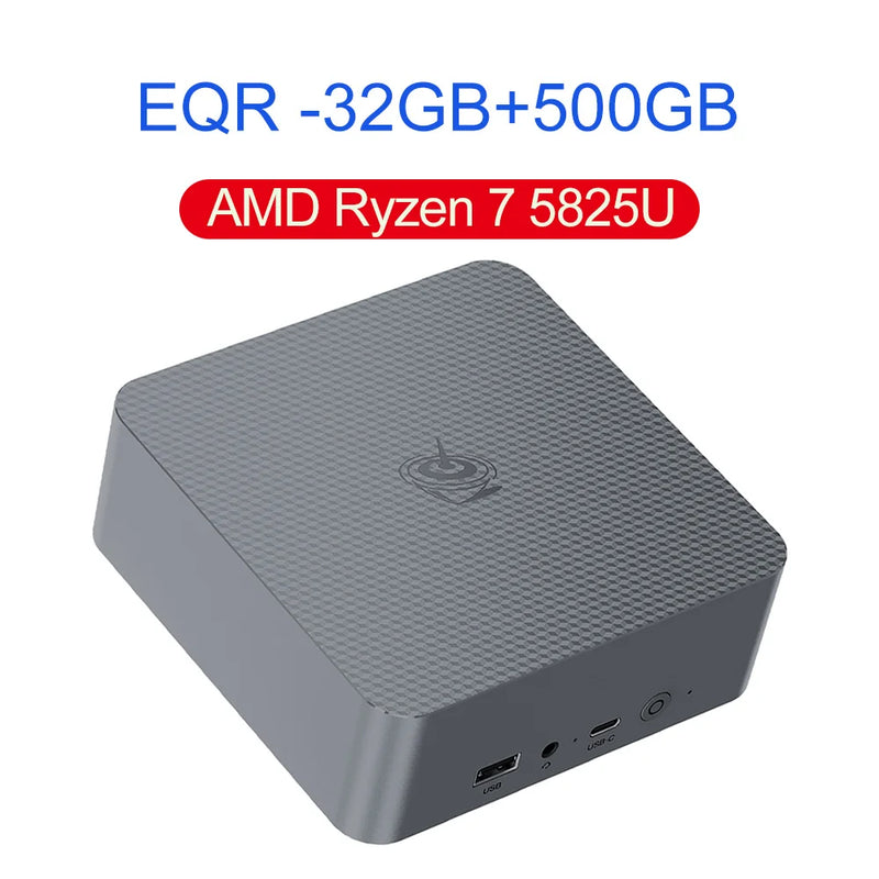 Novo Beelink Mini PC EQR5 AMD Ryzen7 5825U DDR4 32G 500G EQR5 Ryzen5 Pro 5650U 16G 500G SSD WiFi6 4K Tipo-C Mini Computador para jogos
