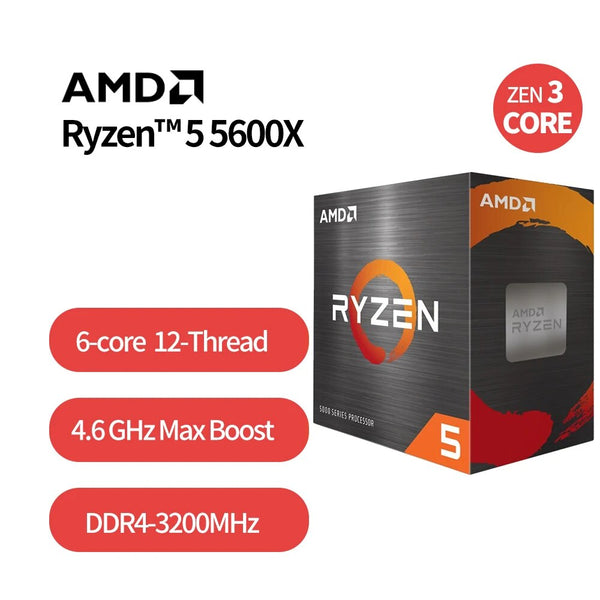 Novo amd ryzen 5 5600x r5 5600x 3.7 ghz seis-núcleo doze-linha 65w processador cpu l3 = 32m 100-000000065 soquete am4 com ventilador mais frio