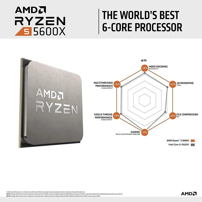 Novo amd ryzen 5 5600x r5 5600x 3.7 ghz seis-núcleo doze-linha 65w processador cpu l3 = 32m 100-000000065 soquete am4 com ventilador mais frio