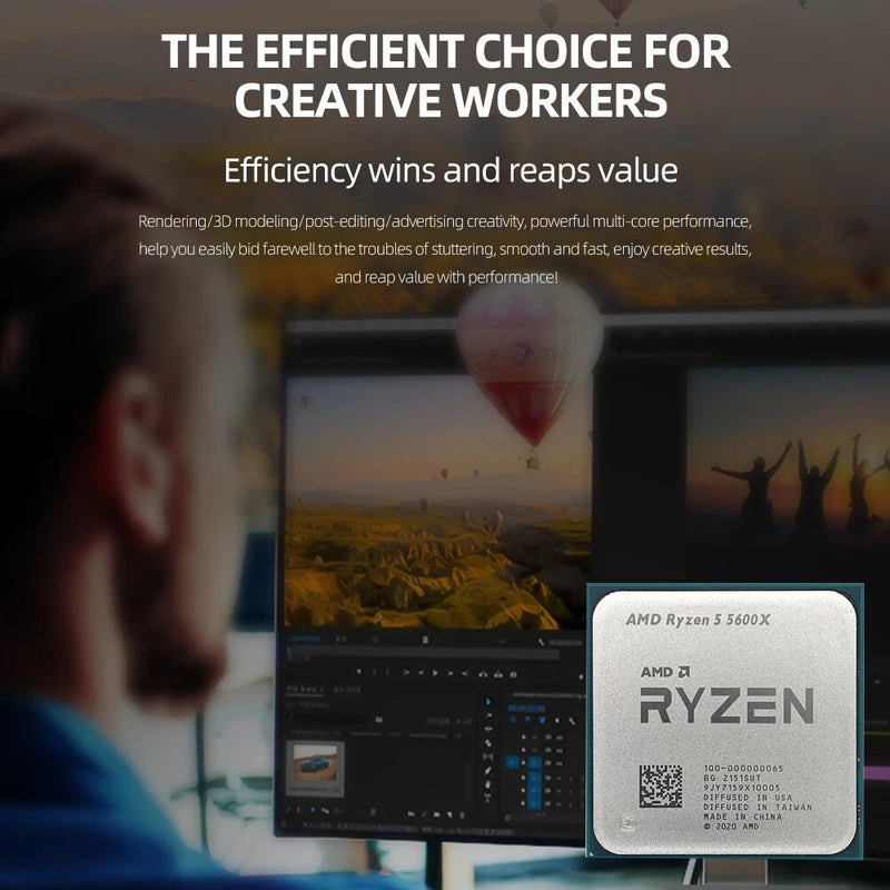 Novo amd ryzen 5 5600x r5 5600x 3.7 ghz seis-núcleo doze-linha 65w processador cpu l3 = 32m 100-000000065 soquete am4 com ventilador mais frio