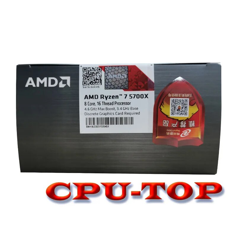 Novo amd ryzen 7 5700x r7 5700x 3.4 ghz 8 núcleo 16 rosca 65w processador cpu l3 = 32m 100-000000926 am4 soquete sem ventilador