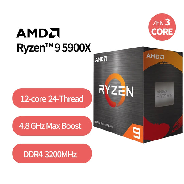 Novo amd ryzen 9 5900x r9 5900x 3.7 ghz doze-núcleo 24-thread processador cpu 7nm l3 = 64m 100-000000061 soquete am4 sem ventilador