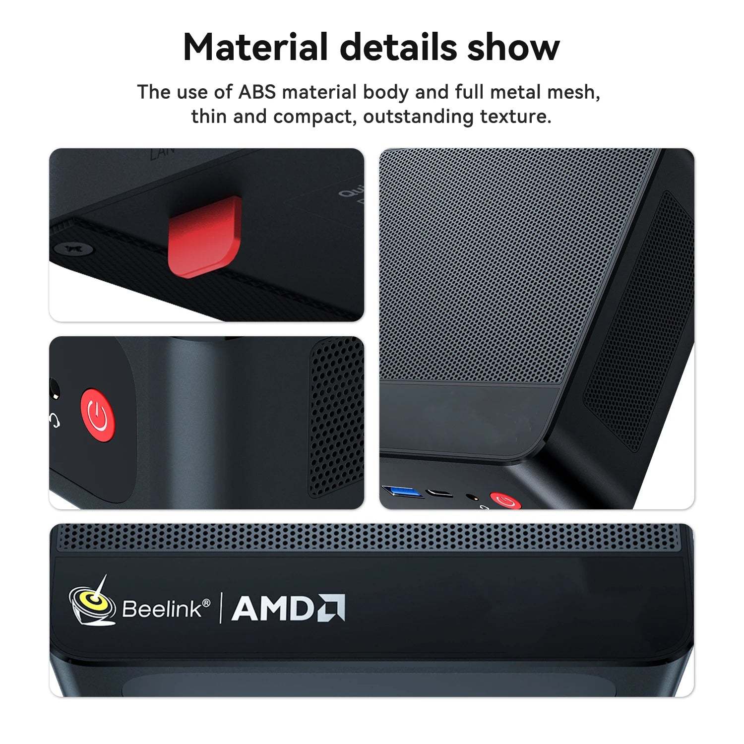 Novo beelink mini pc ser5 pro amd ryzen7 5850u ddr4 16g ram 500g rom m.2 nvme ssd wifi6 4k tipo-c jogos mini computador desktop