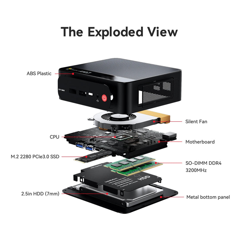 Novo beelink mini pc ser5 pro amd ryzen7 5850u ddr4 16g ram 500g rom m.2 nvme ssd wifi6 4k tipo-c jogos mini computador desktop