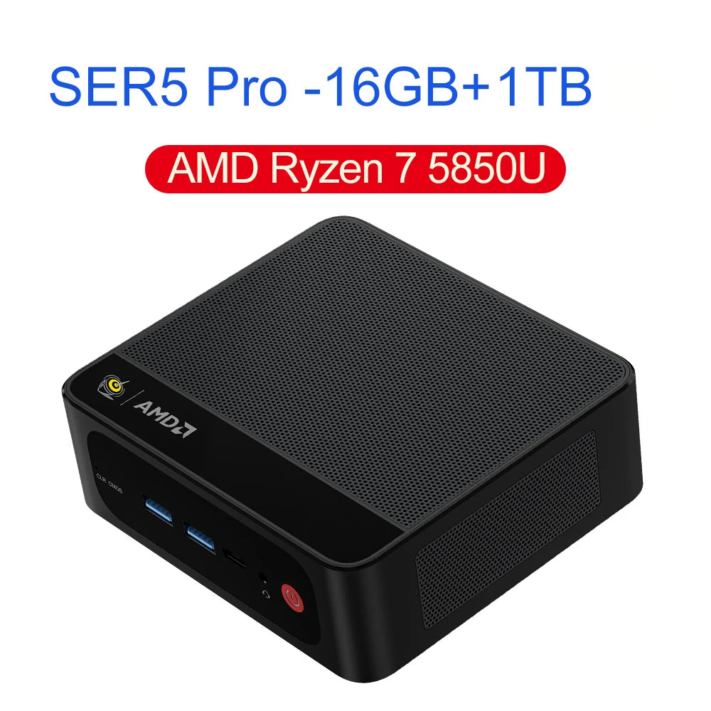 Novo beelink mini pc ser5 pro amd ryzen7 5850u ddr4 16g ram 500g rom m.2 nvme ssd wifi6 4k tipo-c jogos mini computador desktop