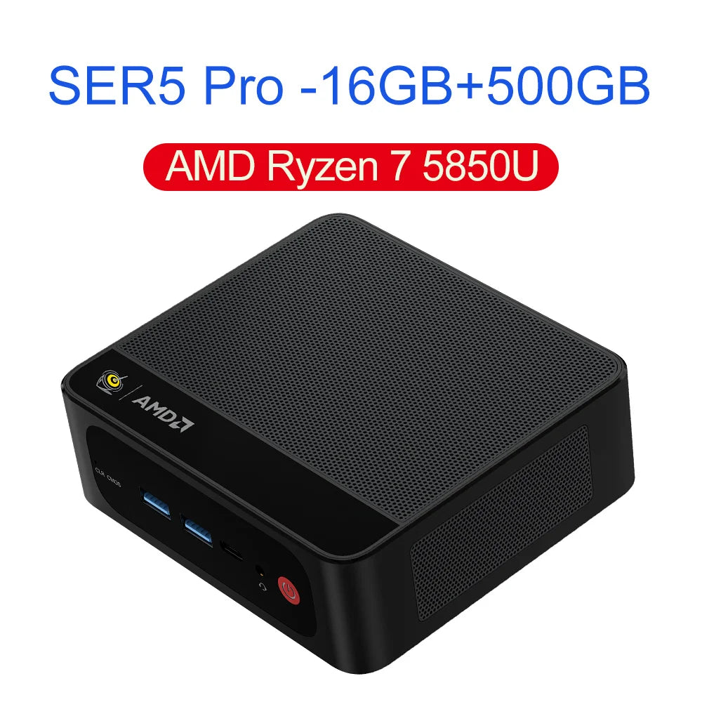 Novo beelink mini pc ser5 pro amd ryzen7 5850u ddr4 16g ram 500g rom m.2 nvme ssd wifi6 4k tipo-c jogos mini computador desktop