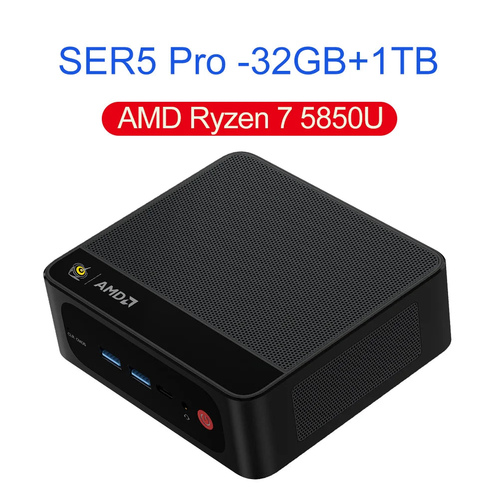 Novo beelink mini pc ser5 pro amd ryzen7 5850u ddr4 16g ram 500g rom m.2 nvme ssd wifi6 4k tipo-c jogos mini computador desktop