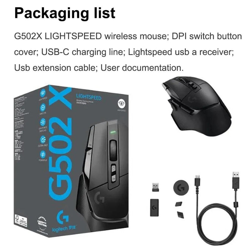 Novo original logitech g502 herói lightspeed sem fio gaming mouse sem fio 2.4ghz herói 16000dpi rgb adequado para e-esportes gamers