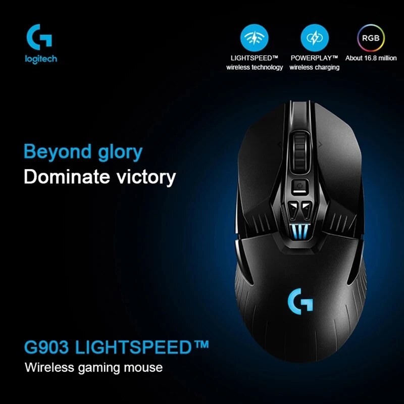 Novo original logitech g903 herói lightspeed sem fio gaming mouse rgb 16000dpi versão atualizada adequado para e-esportes gamers