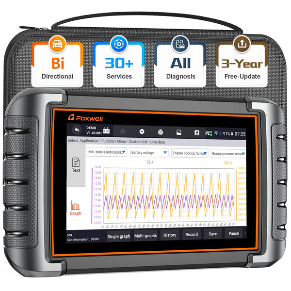 O varredor do carro do Foxwell-NT809 OBD2, todo o leitor de código do sistema, teste bi-direcional, 30 restauram o serviço, ferramentas mecânicas automotivos, 2024