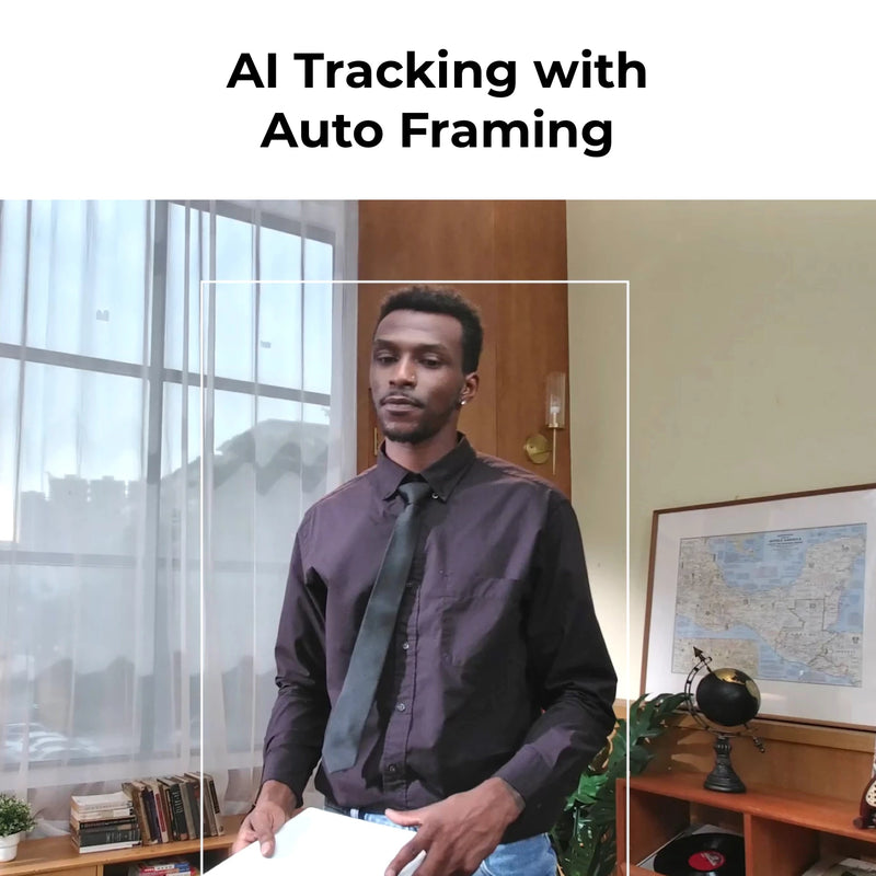 OBSBOT Framing alimentado por IA e foco automático, PTZ minúsculo, webcam 4K com microfones omni-direcionais duplos