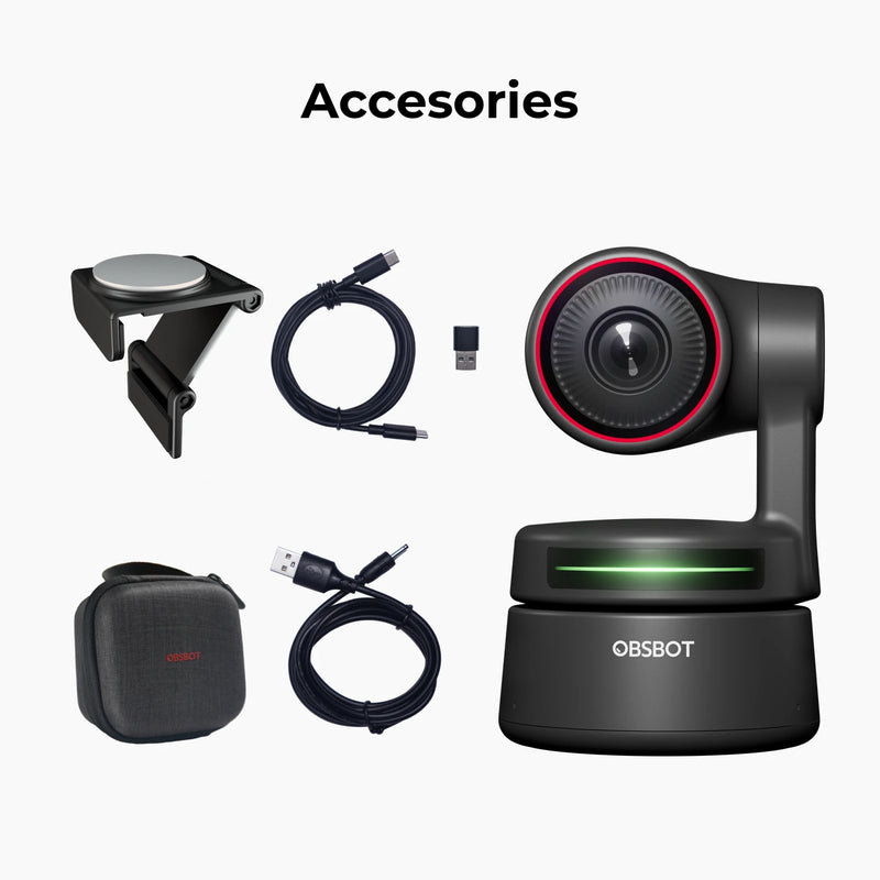 OBSBOT Framing alimentado por IA e foco automático, PTZ minúsculo, webcam 4K com microfones omni-direcionais duplos