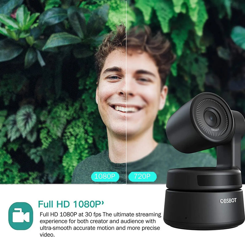 OBSBOT-Pequena webcam PTZ alimentada por IA, 1080P HD, Auto-Frame para bate-papo por vídeo, reunião online, aula online, transmissão ao vivo