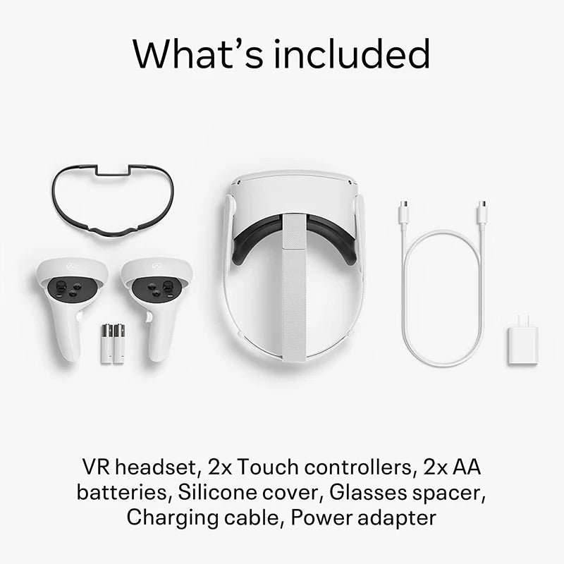 Oculus-Quest 2 tudo em um VR Headset, 5,5 "Display, taxa de atualização 90Hz, óculos 3D, 64 GB, 128 GB, 256 GB de memória