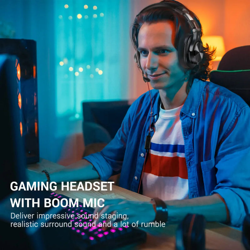 Oneodio-Gaming Headset com microfone, Studio DJ Headphones, Stereo Over Ear, fone de ouvido com fio, Hi-Res para PC, PS4, Xbox, One Gamer, A71
