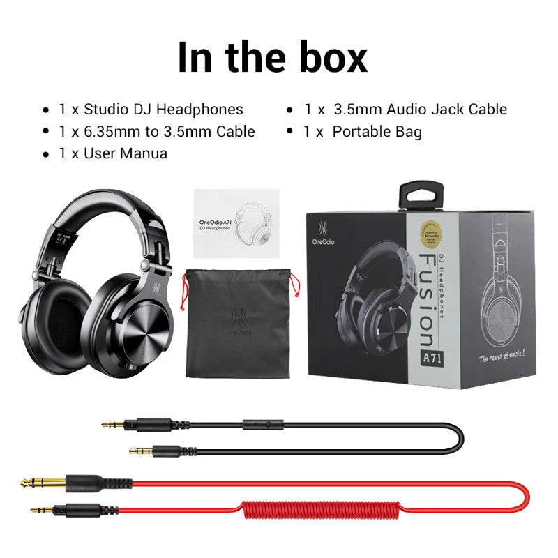 Oneodio-Gaming Headset com microfone, Studio DJ Headphones, Stereo Over Ear, fone de ouvido com fio, Hi-Res para PC, PS4, Xbox, One Gamer, A71