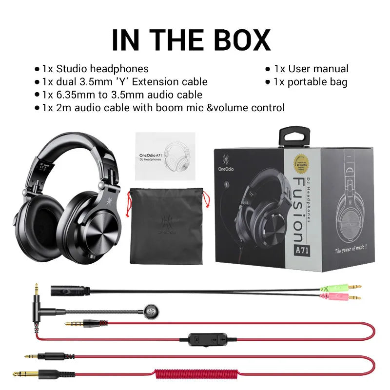 Oneodio-Gaming Headset com microfone, Studio DJ Headphones, Stereo Over Ear, fone de ouvido com fio, Hi-Res para PC, PS4, Xbox, One Gamer, A71