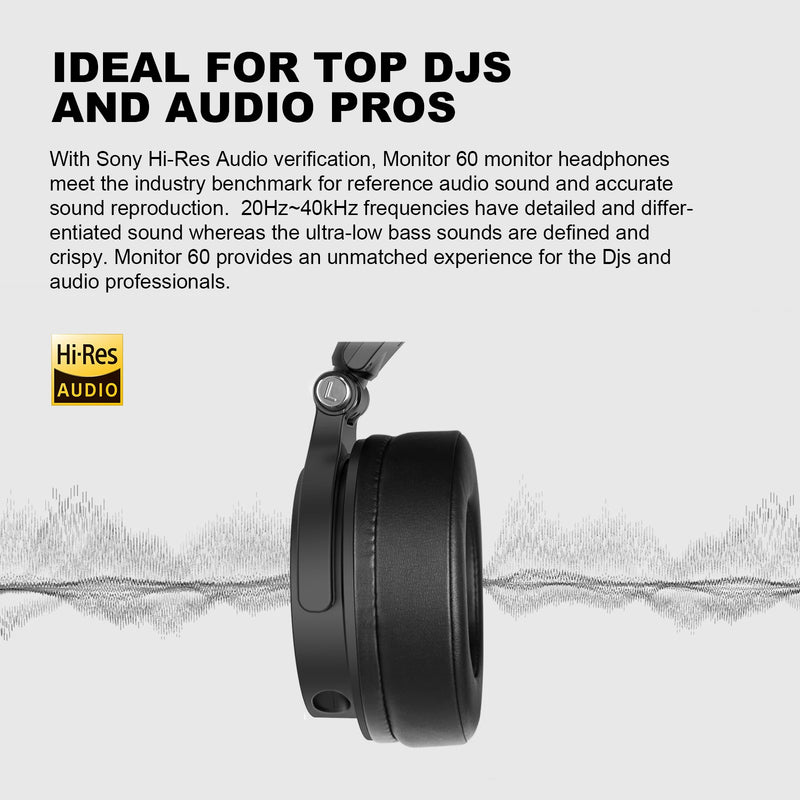 Oneodio-Professional Studio Monitoring Headphones, Over Ear Stereo, Wired Headset com microfone, Hi-Res Audio for DJ, Monitor 60