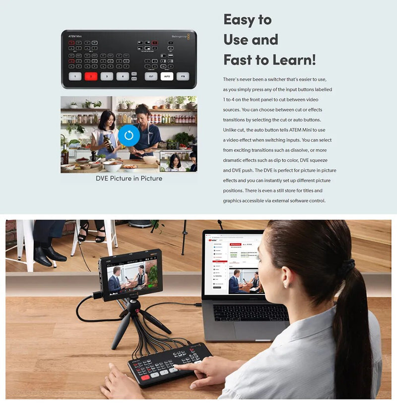 Original blackmagic design atem mini extremo atem mini pro atem mini live stream switcher multi-view e gravação de novos recursos