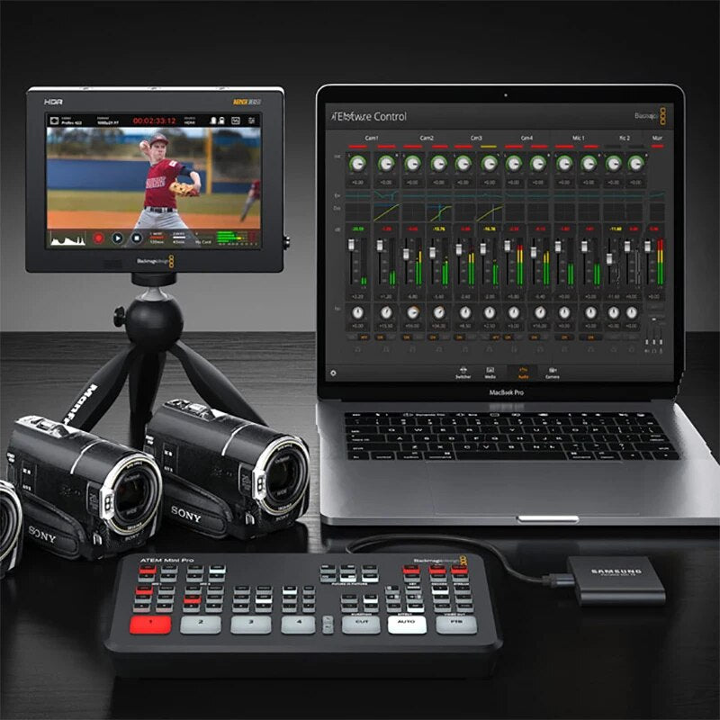 Original blackmagic design atem mini extremo atem mini pro atem mini live stream switcher multi-view e gravação de novos recursos