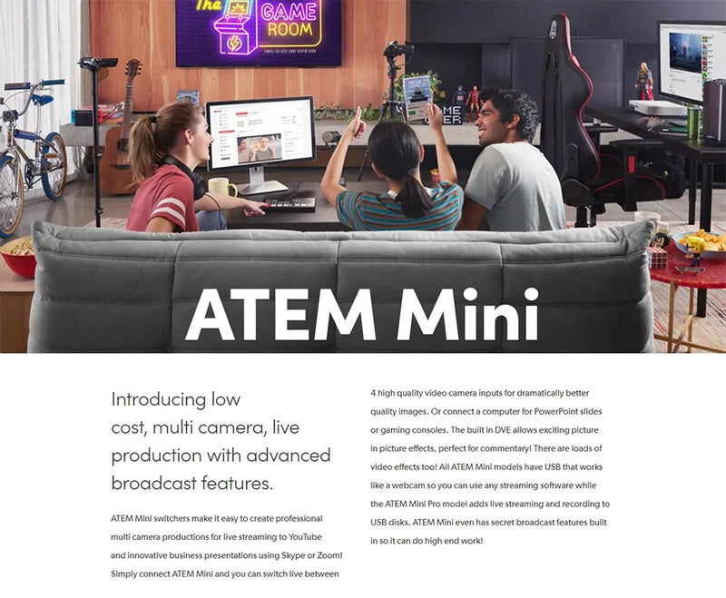 Original blackmagic design atem mini extremo atem mini pro atem mini live stream switcher multi-view e gravação de novos recursos