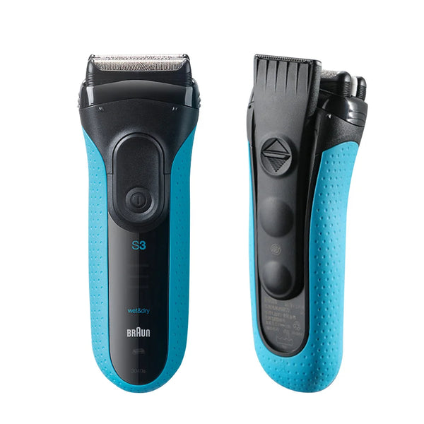 Original braun 3040s barbeador elétrico recarregável triplo lâmina reciprocating navalha seco & molhado aparador de precisão de barbear segurança