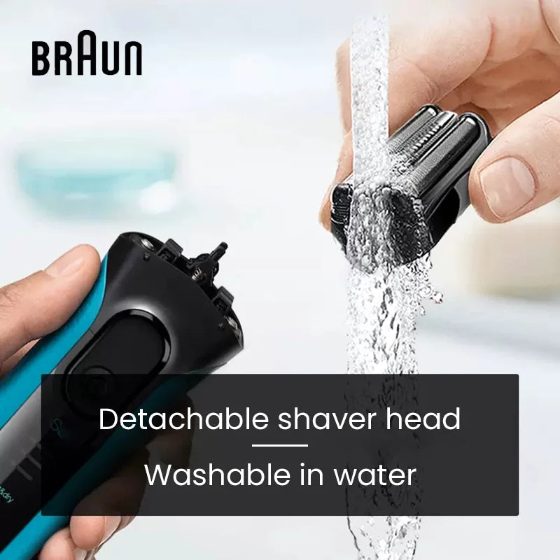 Original braun 3040s barbeador elétrico recarregável triplo lâmina reciprocating navalha seco & molhado aparador de precisão de barbear segurança