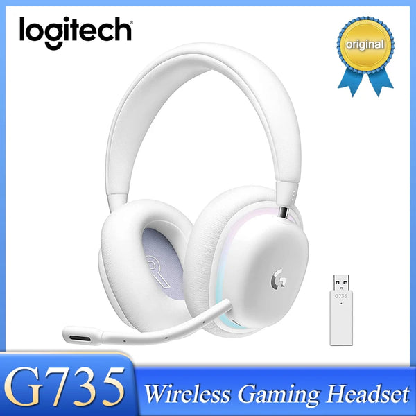 Original logitech g735 aurora fone de ouvido sem fio do jogo com fio bluetooth fone de ouvido com microfone 16.8 milhões rgb, som surround virtual