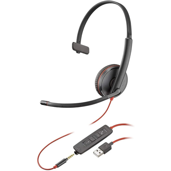 Original plantronics blackwire 3215 USB-A conforto ajuste com fio on-ear fones de ouvido com microfone e controle de volume, preto