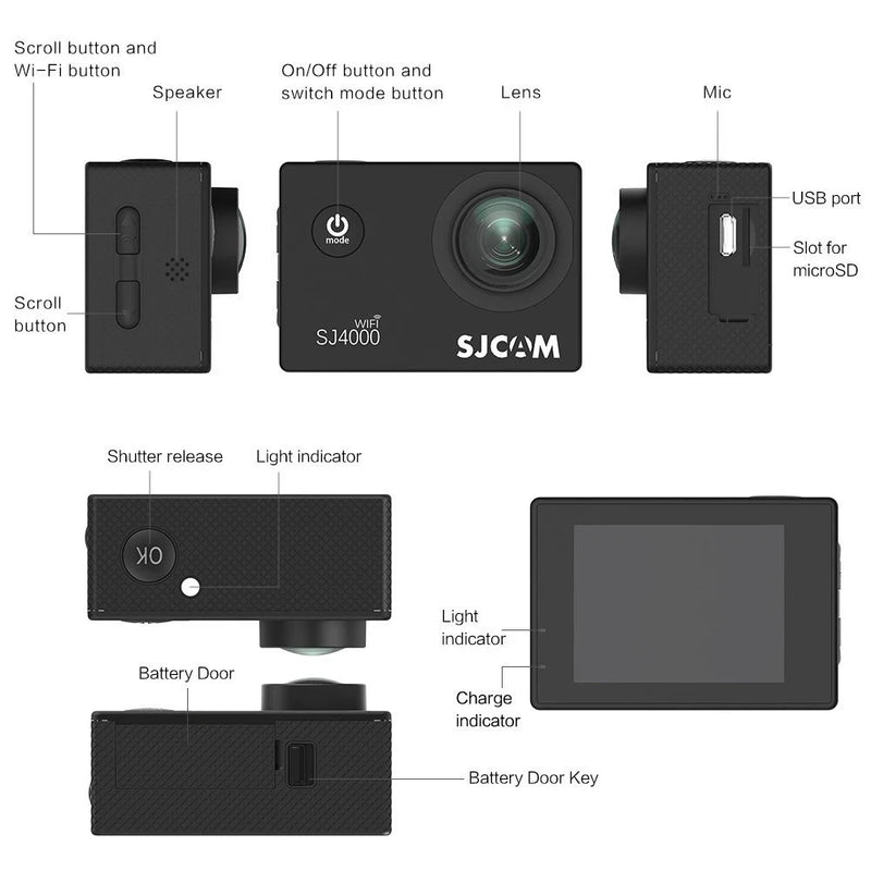 Original sjcam sj4000/sj4000air/sj4000 wifi 1080p 2.0 lcd completo hd câmeras de ação à prova ddv água esporte câmera dv câmera