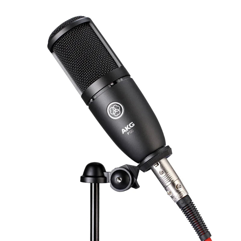 P120 estúdio de gravação profissional podcast microfone condensador ao vivo, filtro de baixo corte comutável e botão de interruptor de atenuação